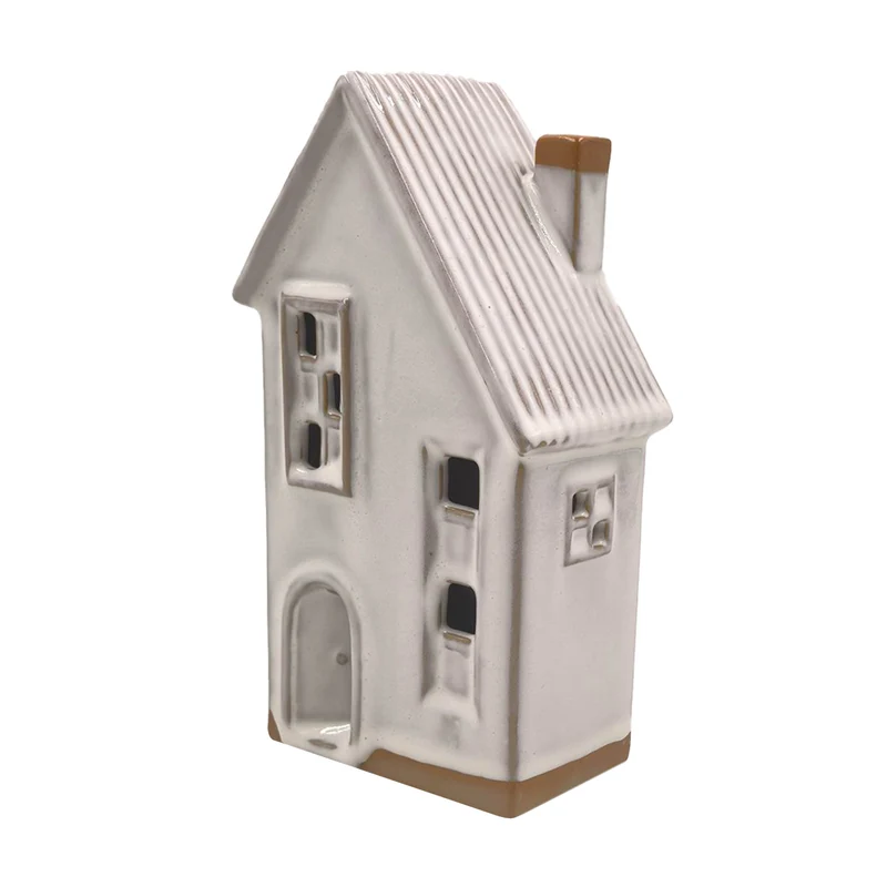Petite maison blanche et or en céramique