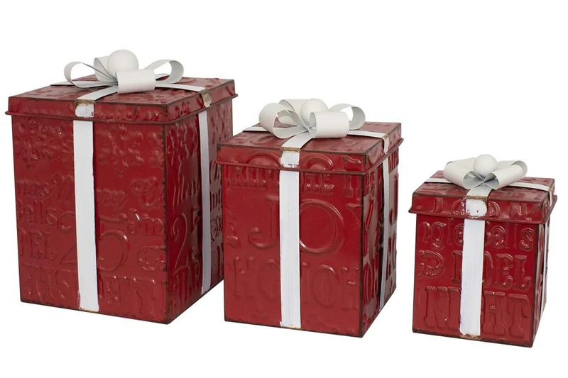 Boîte cadeau décorative en métal rouge