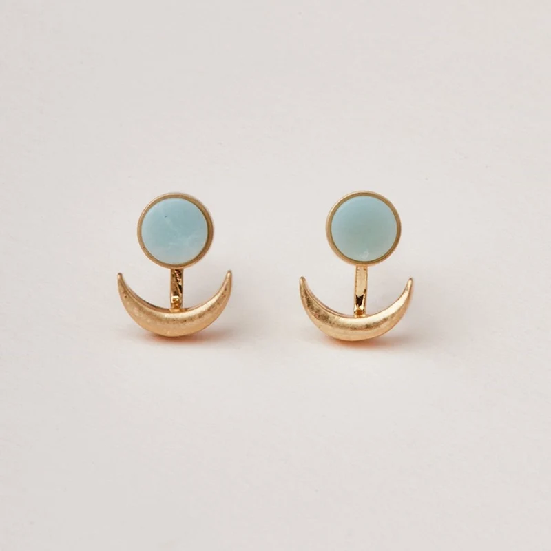 Boucles d’oreilles lune et amazonite – Pierre du courage