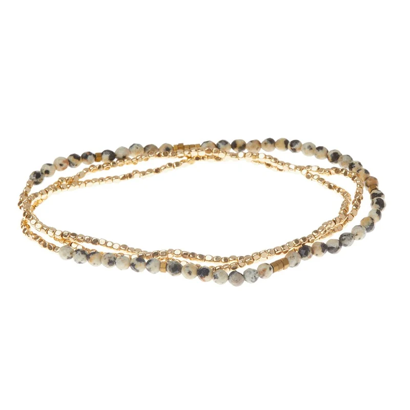 Bracelet ou collier en jaspe dalmatien – Pierre de la joie