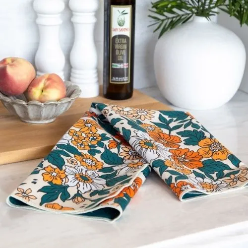 Linge à vaisselle en microfibre lisse "Fleur vintage" - K5 Clothing