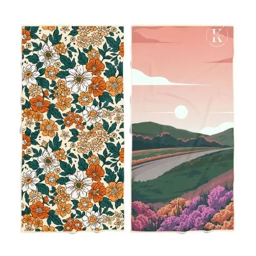 Serviette en microfibre "Fleur vintage" - K5 Clothing