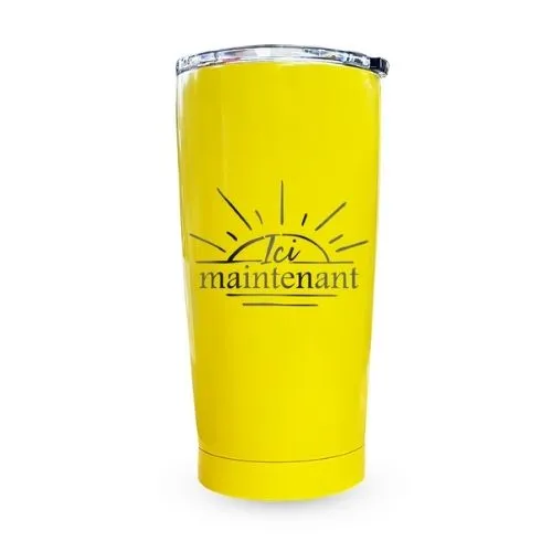 Bouteille isotherme jaune "Ici maintenant"