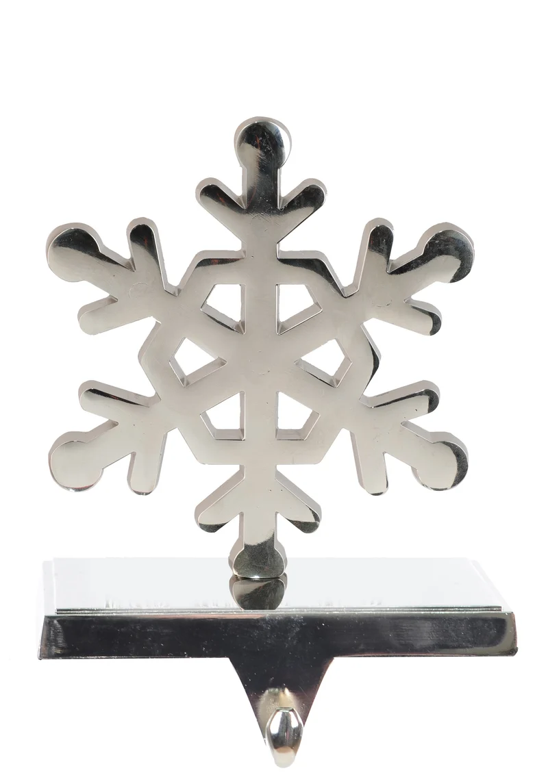 Support à bas de Noël en métal chromé floçon