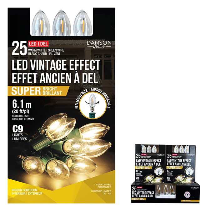 Set de 25 lumières C9 LED blanc chaud