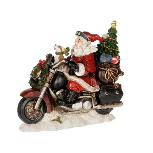 Décoration Père Noël en moto avec lumières