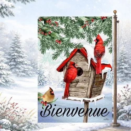 Drapeau décoratif "Les oiseaux festifs"