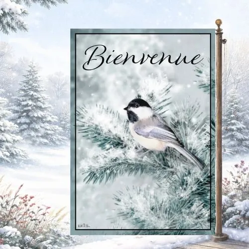 Drapeau décoratif "L'oiseau dans le sapinage"