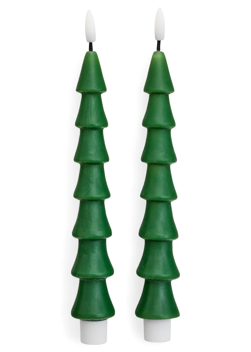 Chandelles LED vertes en forme de sapin