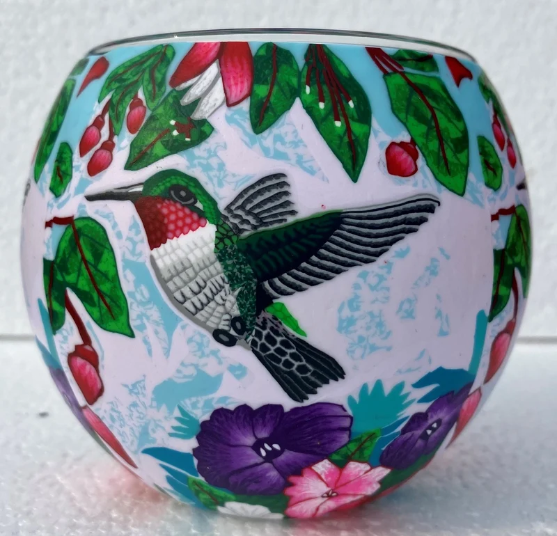 Porte-bougie décoratif en verre Colibri
