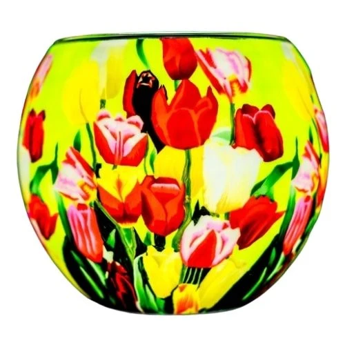 Porte-bougie décoratif en verre Tulipe