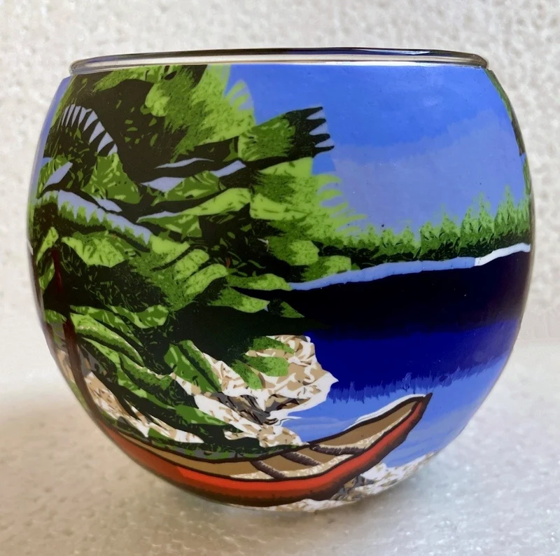 Porte-bougie décoratif en verre Lac