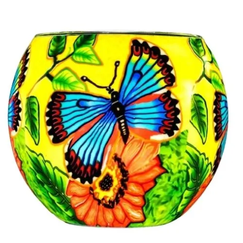 Porte-bougie décoratif en verre Papillon