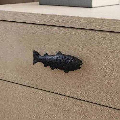 Bouton de meuble Poisson noir antique