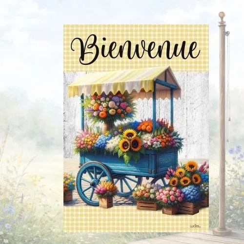 Drapeau décoratif "Bienvenue Kiosque de fleurs d'automne"