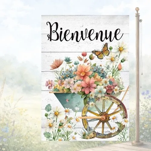 Drapeau décoratif "Bienvenue brouette"