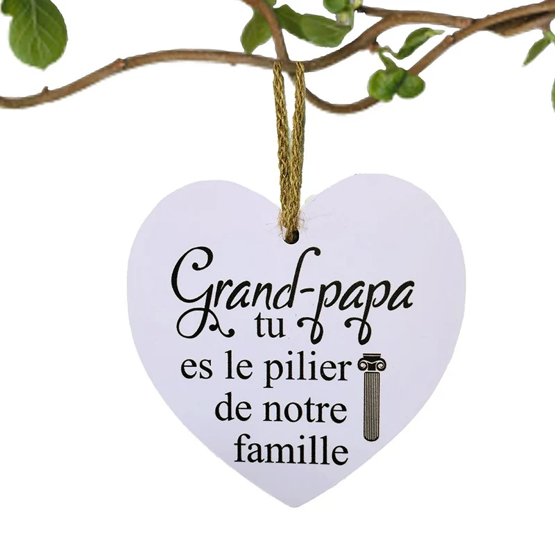 Cœur à suspendre "Grand-papa, tu es le pilier de notre famille"