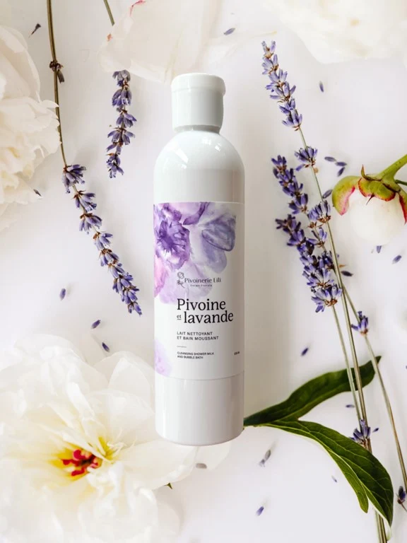 Lait nettoyant et bain moussant "Pivoine et lavande" - Pivoinerie Lili