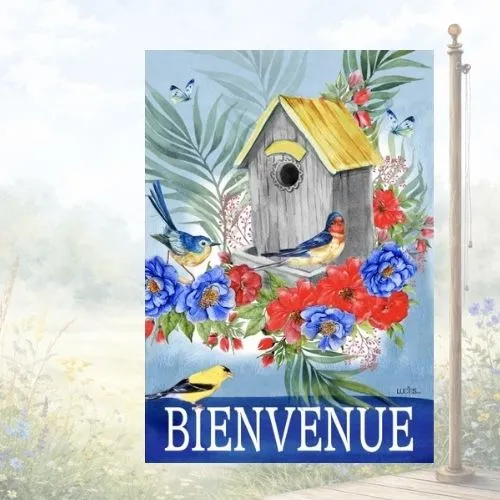 Drapeau décoratif "Bienvenue les oiseaux"