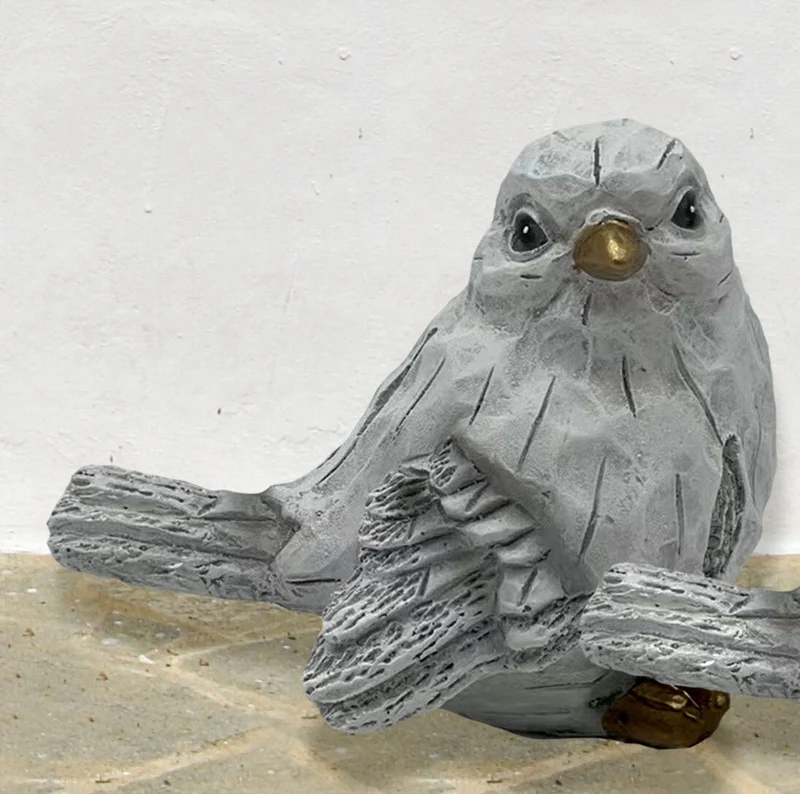 Oiseau en bois simulé bec doré