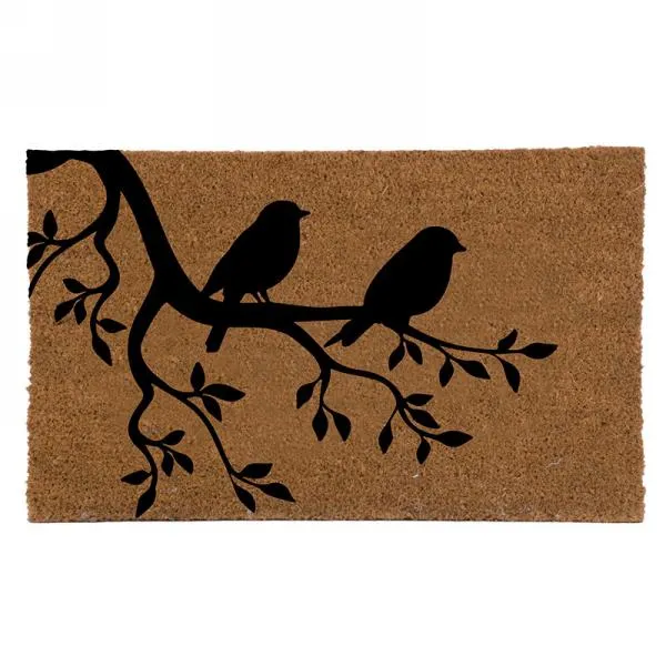 Tapis en fibre de coco "Oiseaux noirs"