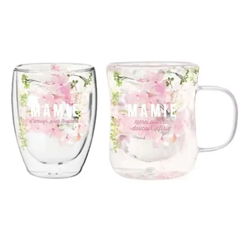 Duo tasse double parois "Mamie" - Collection Chantal Lacroix