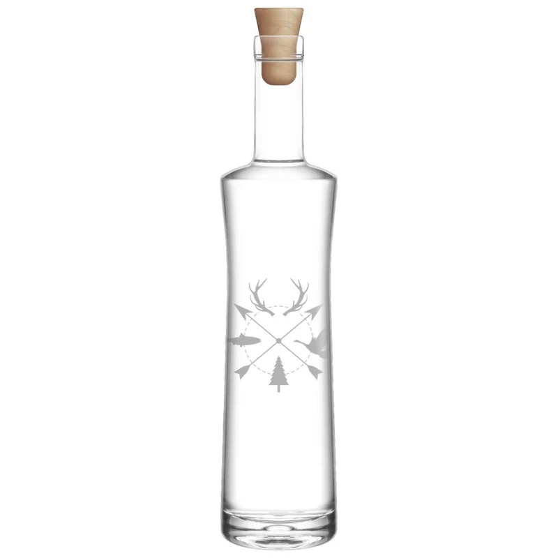 Bouteille en verre avec bouchon de liège – Motifs chasse