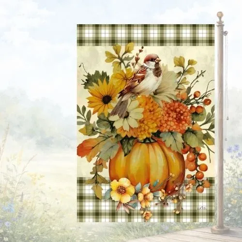 Drapeau décoratif "Citrouille en bouquet"