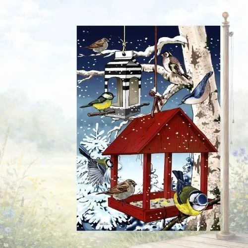Drapeau décoratif "Mangeoire d'oiseaux"