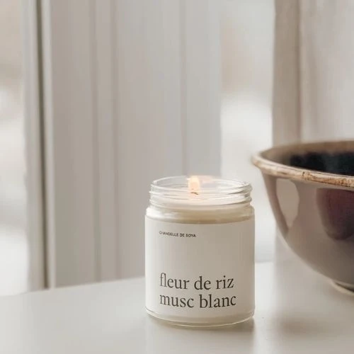 MARÉE CHANDELLE Chandelle de soya "Fleur de riz musc blanc"