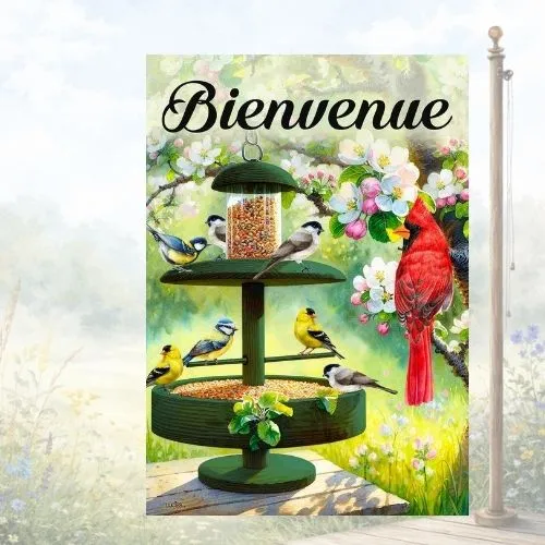 Drapeau décoratif "Bienvenue mangeoire"