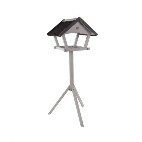 Mangeoire pour oiseaux du jardin blanc cassé avec support - Bois