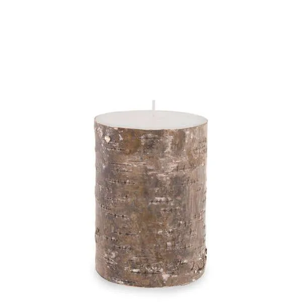 Chandelle pilier blanc, motif bûche