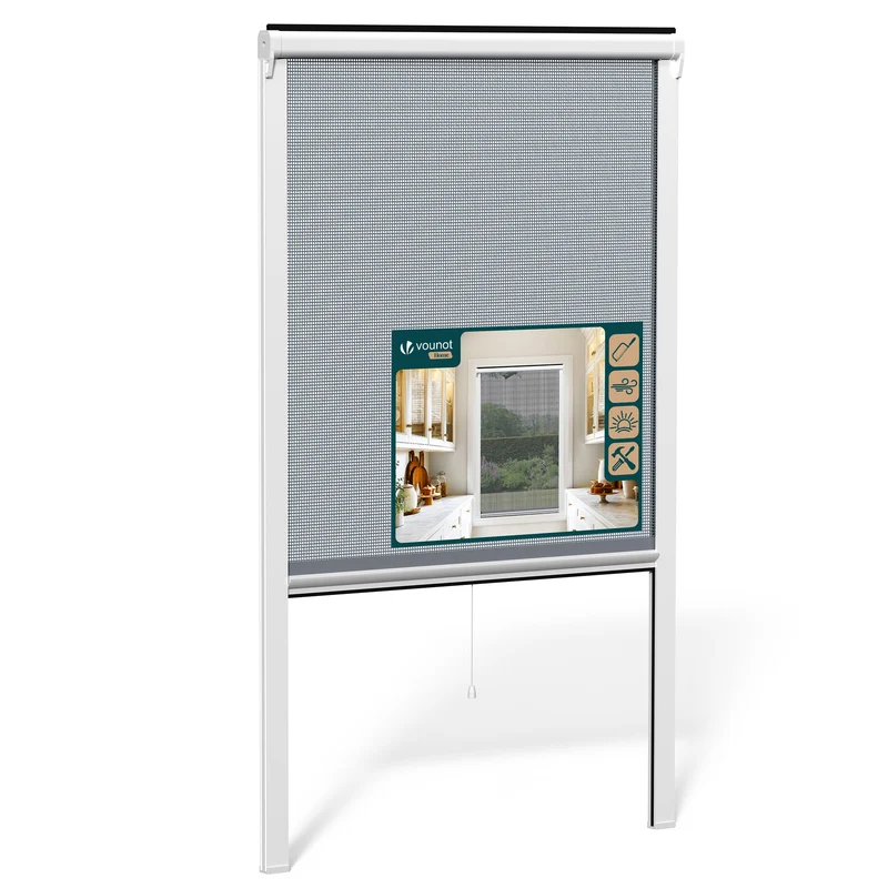 Store moustiquaire pour fenetre enroulable et recoupable en pvc L80 x H130 cm Blanc