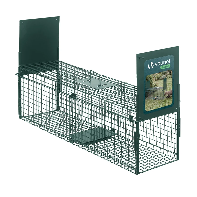Piege pour animaux vivants cage trappe en metal 100x29x40cm vert