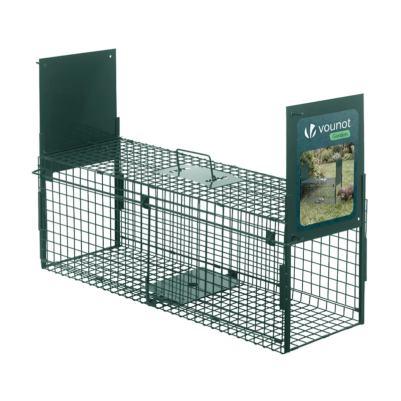 Piege pour animaux vivants cage trappe en metal 80x26x34cm vert