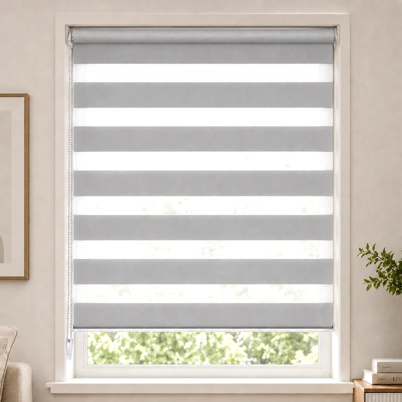 Store enrouleur jour nuit double 100x150cm Gris
