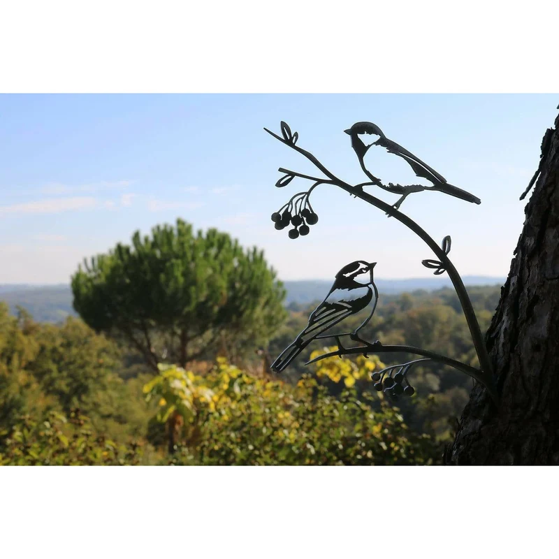 Mésanges - Silhouette en acier corten