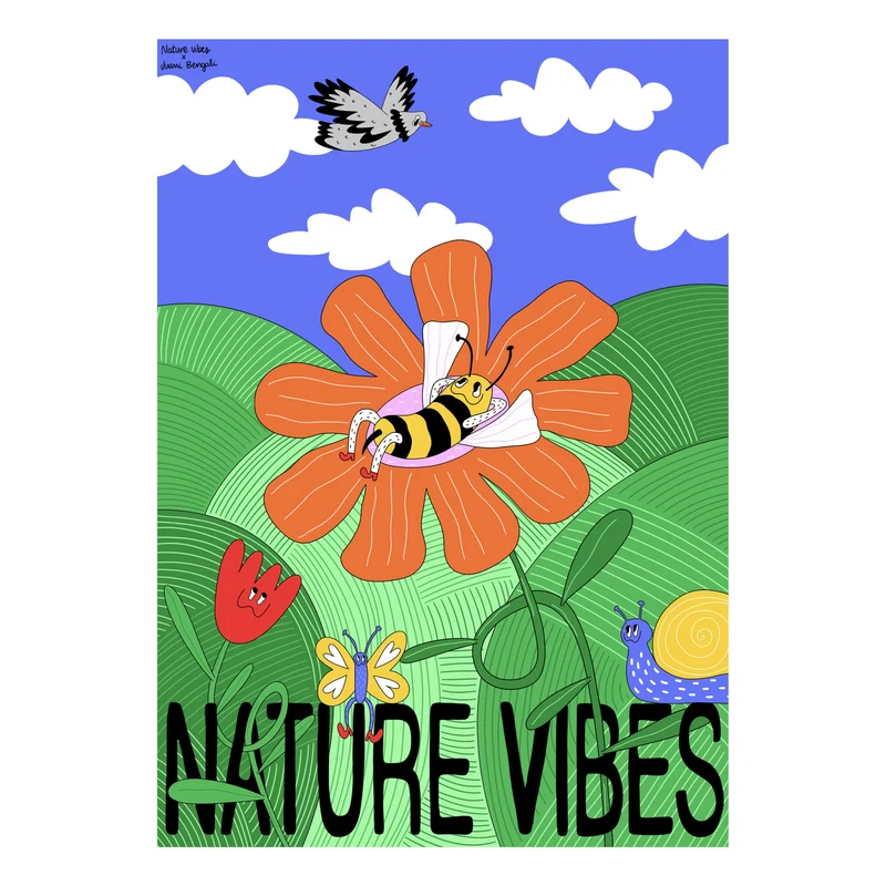 Lámina Decorativa A4 – Ilustración de Juani Bengali - Nature Vibes
