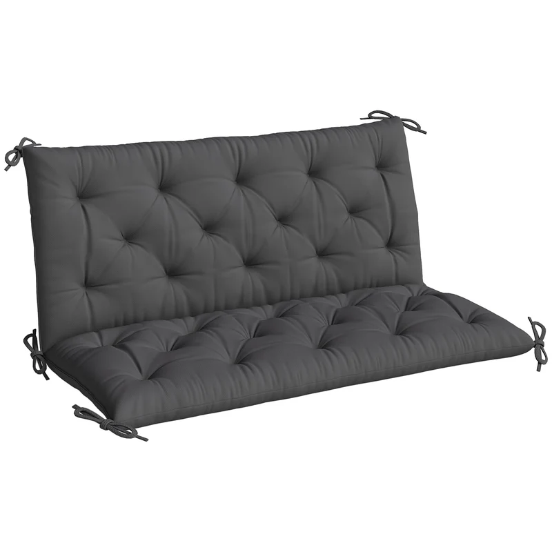 Outsunny Coussin de banc avec dossier 120x110x12 cm Noir