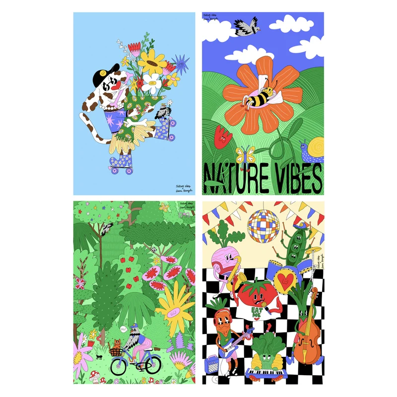 Pack 4 Láminas 10x15 cm Colección Nature Vibes x Juani Bengali, Regalo Original - Nature Vibes