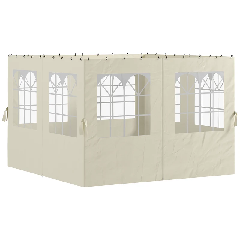 Outsunny 4 Parois Latérales pour Tonnelle 3x3 M avec 8 Fenêtres Crème