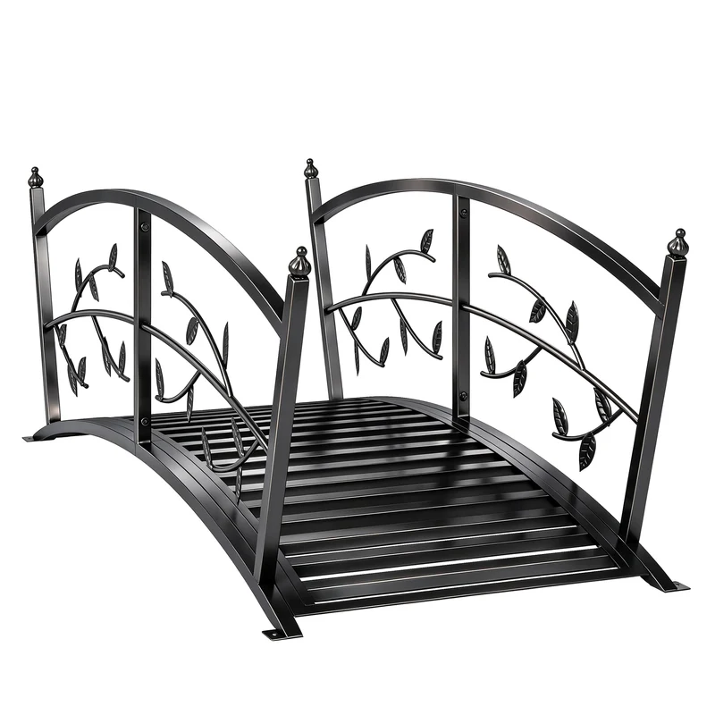 Outsunny Pont de jardin en métal 1,2 m avec barrières de sécurité Noir