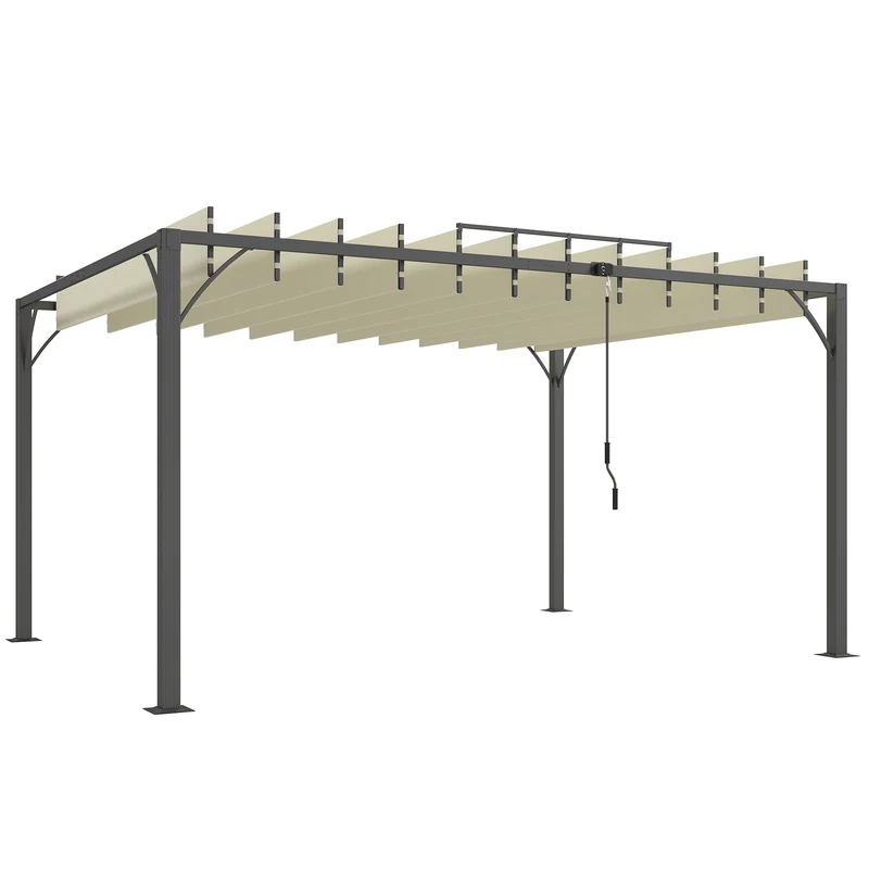 Outsunny Pergola de Jardin 3x4 m avec Toit à Lames Orientables Upf30+ Crème