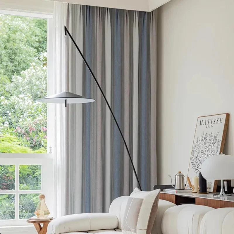 Rideau thermique combiné Marine gris et blanc