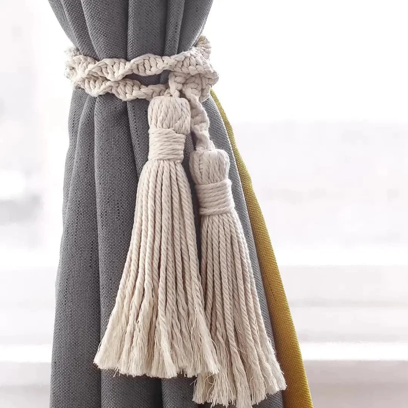 Embrasse rideau style bohème à pompon tressé