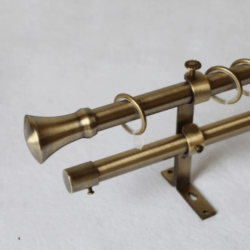 Double tringle à rideaux bronze à embout long