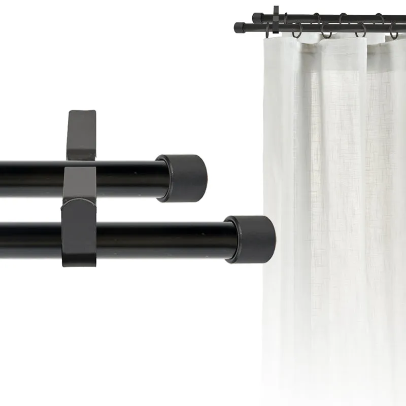 Tringle à rideau double Ø22mm Bouchon Avec anneaux Installation au mur