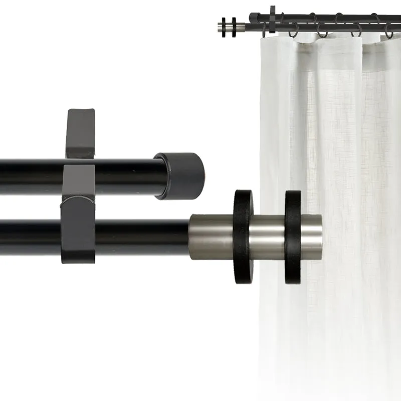 Tringle à rideau double Ø22mm Cerceaux Avec anneaux Installation au mur
