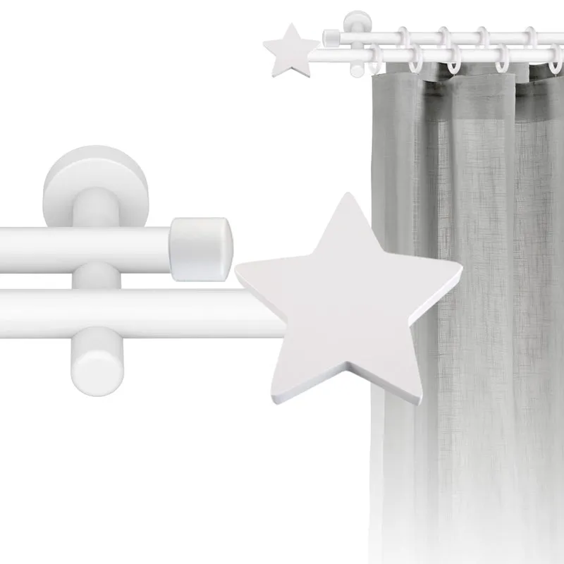 Tringle à rideau double Ø22mm Étoile Avec anneaux Installation au mur